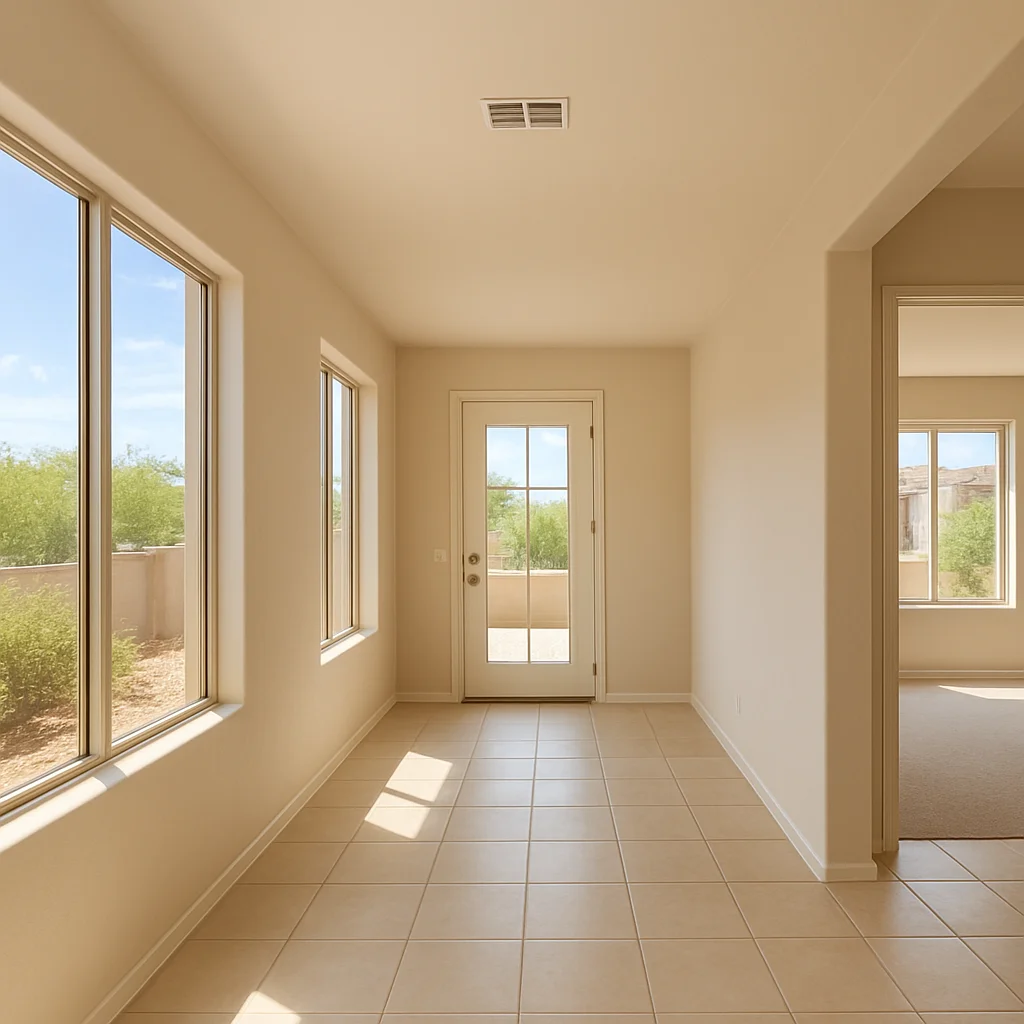 Interior hallway with natural daylight and clear sightlines